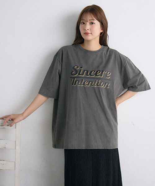 RETRO GIRL(レトロガール)の「ピグメントBIGTEE(Tシャツ/カットソー・レディース・チャコールグレー/ブルー・FREE)」の3枚目の写真