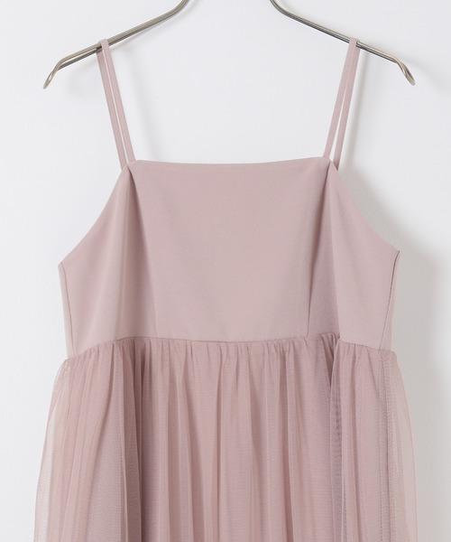 Honeys（ハニーズ）の「チュール使いキャミワンピ（ワンピース・レディース・チャコール/アイボリー/ブラック/ピンクベージュ・S/M/L/LL）」の7枚目の写真