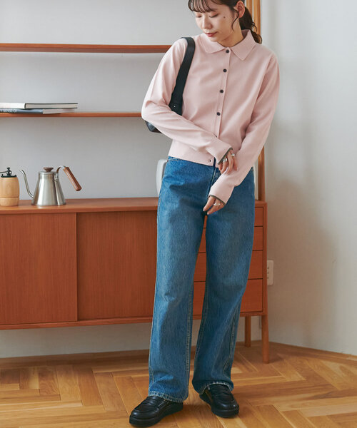 DISCOAT（ディスコート）の「【新色追加!!】モチモチ衿付きカーディガン《WEB限定カラーあり》（カーディガン/ボレロ・レディース・レッド/ピンク/ベージュ/ブラック/アイボリー/チャコールグレー/ホワイト/ライトグレー/ネイビー/グリーン系その他/モカ/ピンク系その他・FREE）」の13枚目の写真