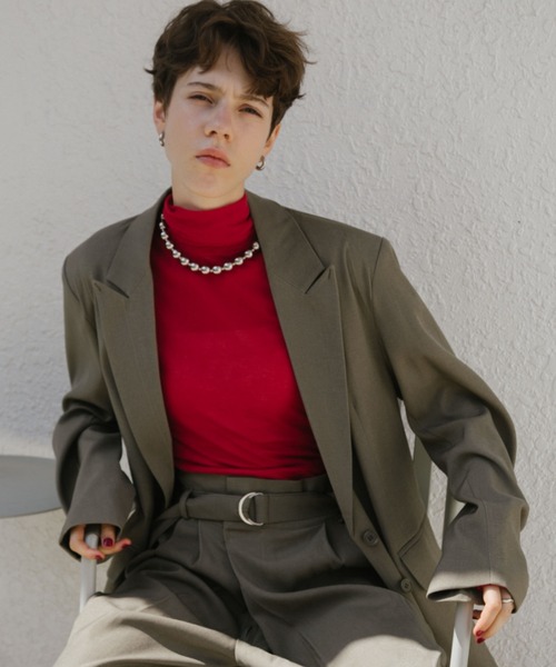 HANNE（アン）の「ピークドラペルジャケット（テーラードジャケット・レディース・ブラック/ベージュ・FREE）」の13枚目の写真