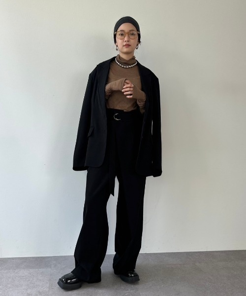 HANNE（アン）の「ピークドラペルジャケット（テーラードジャケット・レディース・ブラック/ベージュ・FREE）」の21枚目の写真