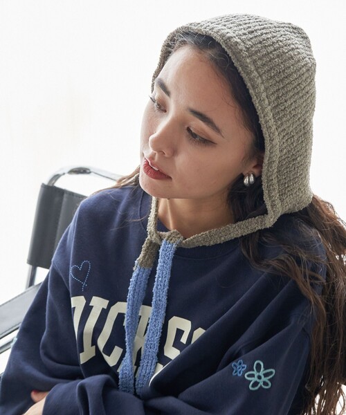 FREAK'S STORE(フリークスストア)の「RACAL/ラカル Knit Hoodie/ニットフーディー(ニットキャップ/ビーニー・レディース・ベージュ/ブラウン/サックスブルー/グレー・ONE SIZE)」の11枚目の写真