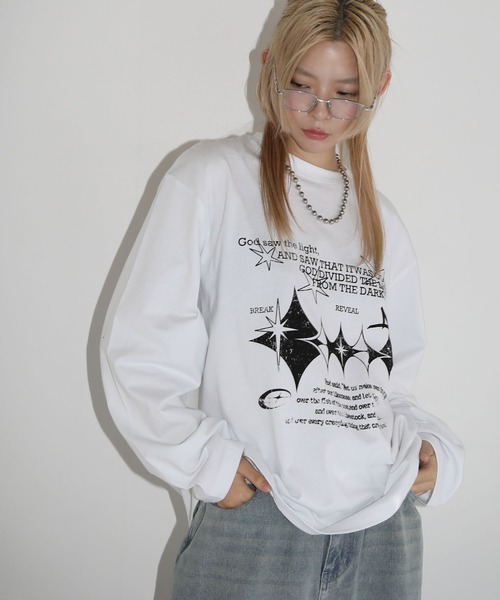 MSG（エムエスジー）の「ルーズシルエットマルチプリントグラフィックピグメントロングTシャツ　ハート バタフライ Y2K（Tシャツ/カットソー・メンズ・ブラック系その他4/ブラック系3/ブラック系/ホワイト系3/ブラック系その他/ブラック系2/ブラック系その他2・S/M/L/XL）」の15枚目の写真