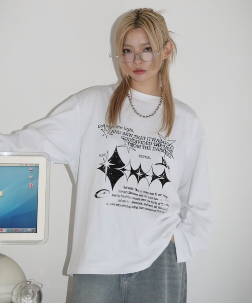MSG（エムエスジー）の「ルーズシルエットマルチプリントグラフィックピグメントロングTシャツ　ハート バタフライ Y2K（Tシャツ/カットソー・メンズ・ブラック系その他4/ブラック系3/ブラック系/ホワイト系3/ブラック系その他/ブラック系2/ブラック系その他2・S/M/L/XL）」の13枚目の写真