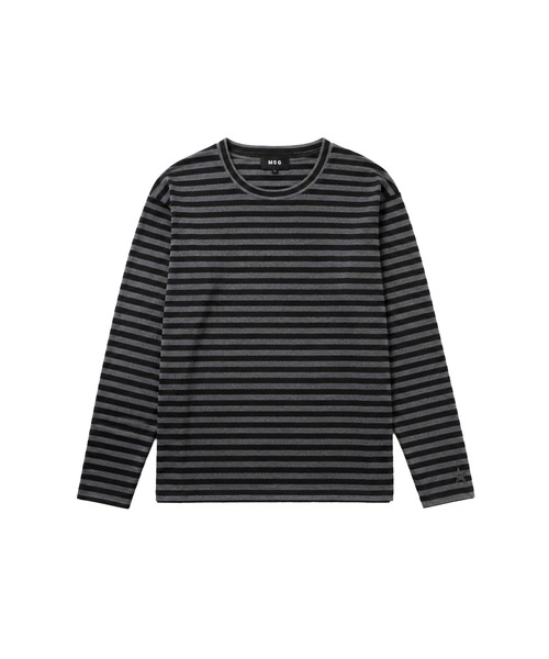 MSG(エムエスジー)の「ワンポイント刺繍レイヤードサムホールボーダーロングスリーブTシャツ(Tシャツ/カットソー・メンズ・ブラック系その他4/ブラック系3/ブラック系/ホワイト系3/ブラック系その他/ブラック系2/ブラック系その他2/グレー/ブラウン/ブラック・S/M/L/XL)」の13枚目の写真