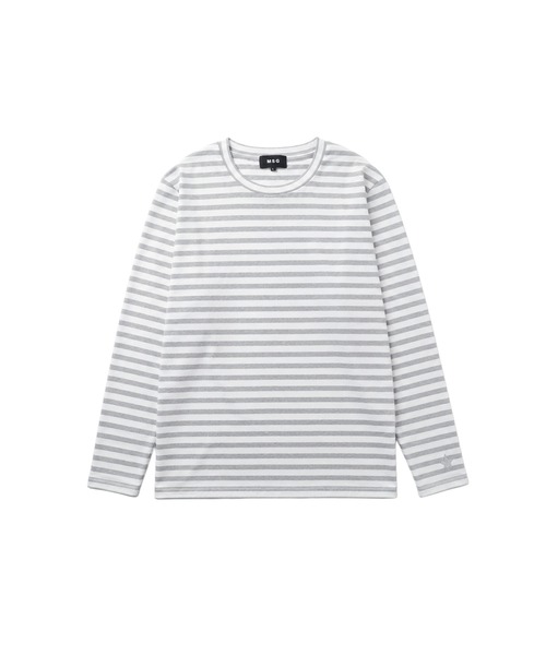 MSG(エムエスジー)の「ワンポイント刺繍レイヤードサムホールボーダーロングスリーブTシャツ(Tシャツ/カットソー・メンズ・ブラック系その他4/ブラック系3/ブラック系/ホワイト系3/ブラック系その他/ブラック系2/ブラック系その他2/グレー/ブラウン/ブラック・S/M/L/XL)」の14枚目の写真