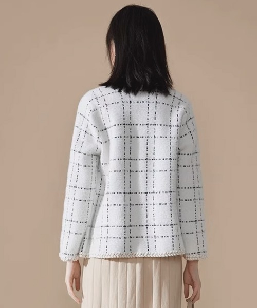 Miniministore(ミニミニストア)の「ツイード風ジャケット アウター 華やか(ノーカラージャケット・レディース・ホワイト/ブラック・FREE)」の7枚目の写真