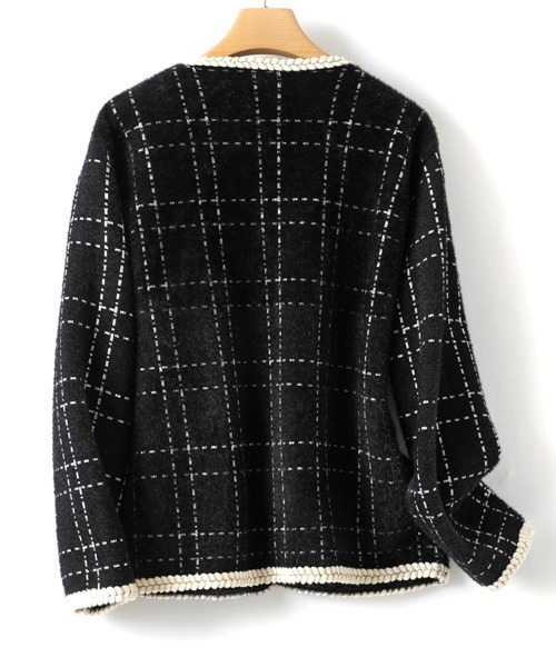 Miniministore(ミニミニストア)の「ツイード風ジャケット アウター 華やか(ノーカラージャケット・レディース・ホワイト/ブラック・FREE)」の12枚目の写真