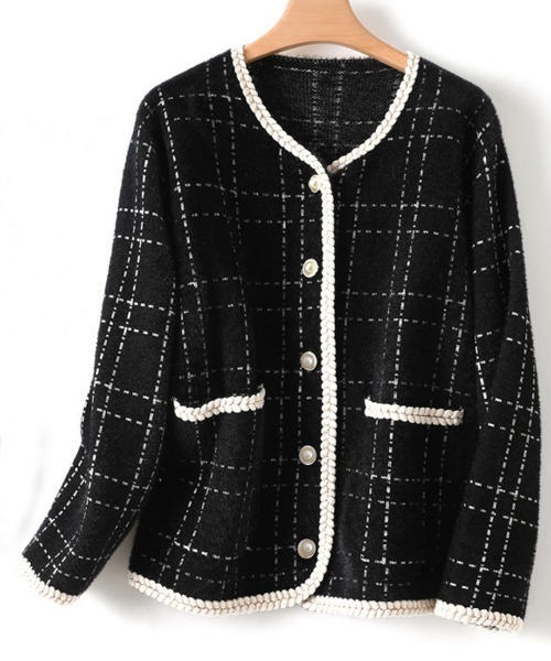 Miniministore(ミニミニストア)の「ツイード風ジャケット アウター 華やか(ノーカラージャケット・レディース・ホワイト/ブラック・FREE)」の13枚目の写真