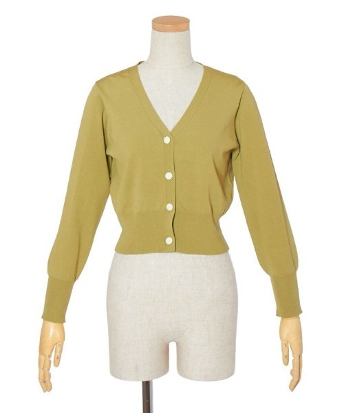 an another angelus（アンアナザーアンジェラス）の「フラワーカット釦Vネックニットカーディガン/ananotherangelus/fint　フィント（カーディガン/ボレロ・レディース・グリーン・FREE）」の7枚目の写真