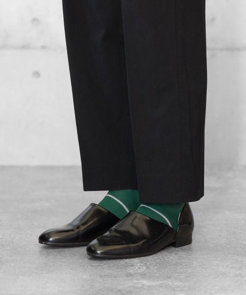 HARUSAKU CC(ハルサクシーシー)の「HARUSAKU CC : BORDER RIB SOCKS/ボーダー リブ ソックス(1P)(ソックス/靴下・メンズ・グリーン/ダークグレー/インディゴブルー/オフホワイト/ブラック・S/M)」の10枚目の写真