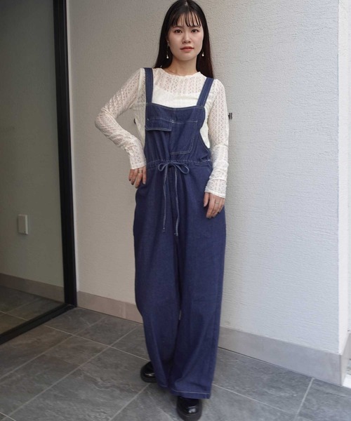 ★在庫整理価格★リヴドロワ デニムサロペット ブルー 36サイズ antiqua デニムサロペット サロペット レディース ボトムス 送料