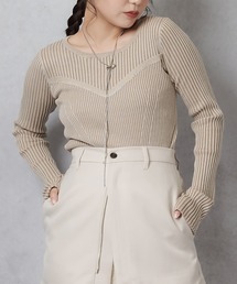 【Lull / ルル】コンビネーションリブニットトップス