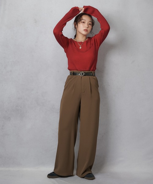 Lull(ルル)の「【Lull / ルル】コンビネーションリブニットトップス(ニット/セーター・レディース・杢グレー/アイボリー/ワイン/チャコール・ONESIZE)」の21枚目の写真