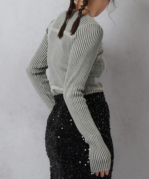 Lull(ルル)の「【Lull / ルル】コンビネーションリブニットトップス(ニット/セーター・レディース・杢グレー/アイボリー/ワイン/チャコール・ONESIZE)」の11枚目の写真