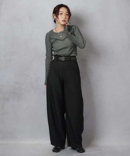 Lull(ルル)の「【Lull / ルル】コンビネーションリブニットトップス(ニット/セーター・レディース・杢グレー/アイボリー/ワイン/チャコール・ONESIZE)」の14枚目の写真