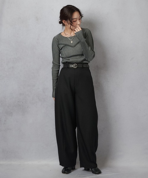 Lull(ルル)の「【Lull / ルル】コンビネーションリブニットトップス(ニット/セーター・レディース・杢グレー/アイボリー/ワイン/チャコール・ONESIZE)」の15枚目の写真