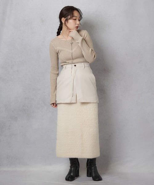 Lull(ルル)の「【Lull / ルル】コンビネーションリブニットトップス(ニット/セーター・レディース・杢グレー/アイボリー/ワイン/チャコール・ONESIZE)」の17枚目の写真