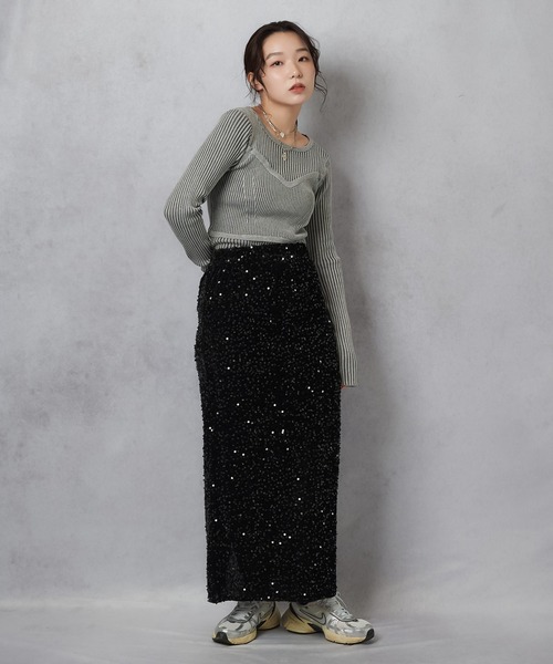 Lull(ルル)の「【Lull / ルル】コンビネーションリブニットトップス(ニット/セーター・レディース・杢グレー/アイボリー/ワイン/チャコール・ONESIZE)」の19枚目の写真