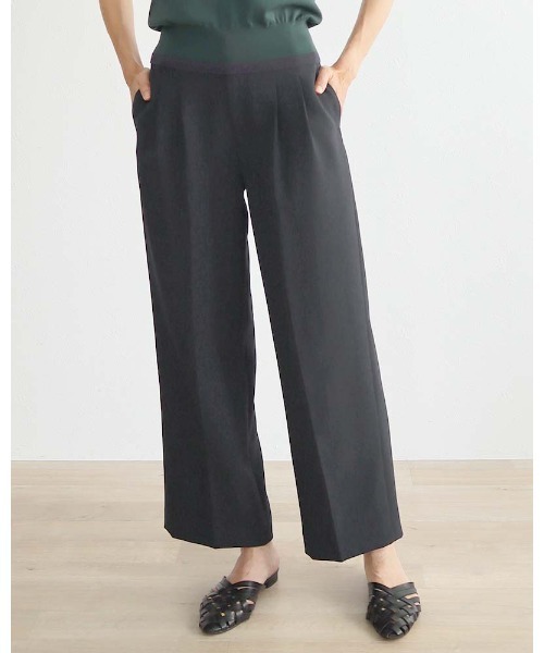【セール】タックアクセントワイドストレートパンツ（スラックス）｜aunt lily（アントリリー）