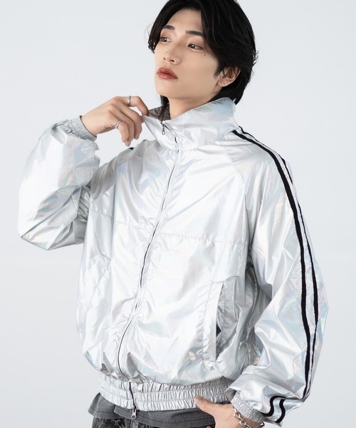 improves(インプローブス)の「シャイニー ライン袖 トラックジャケット(ブルゾン・メンズ・ブラック/シルバー/ホワイト・SMALL/MEDIUM/LARGE)」の3枚目の写真