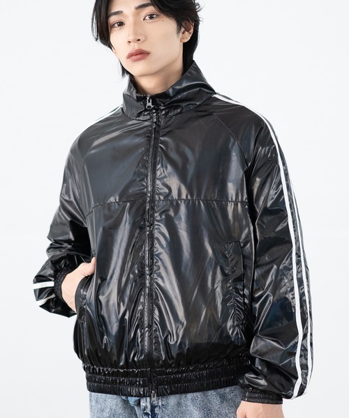 improves(インプローブス)の「シャイニー ライン袖 トラックジャケット(ブルゾン・メンズ・ブラック/シルバー/ホワイト・SMALL/MEDIUM/LARGE)」の2枚目の写真