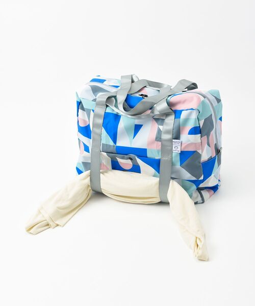 TRAVEL SHOP MILESTO(トラベルショップミレスト)の「MILESTO×PAPIERTIGRE ポケッタブルボストン 35L(ボストンバッグ・レディース・ネイビー/ライトブルー/ブルー・フリ-)」の10枚目の写真