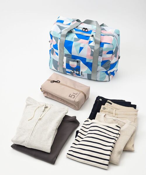 TRAVEL SHOP MILESTO(トラベルショップミレスト)の「MILESTO×PAPIERTIGRE ポケッタブルボストン 35L(ボストンバッグ・レディース・ネイビー/ライトブルー/ブルー・フリ-)」の11枚目の写真