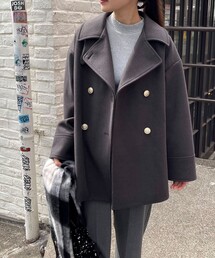 fredy emue | ウール混ミドル丈Pコート(ピーコート)