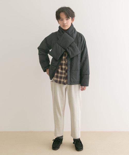 URBAN RESEARCH DOORS(アーバンリサーチドアーズ)の「『WEB/一部店舗限定』『洗濯可/撥水』マフラー付き中綿ノーカラージャケット(KIDS)(その他アウター・キッズ・ブラック/ミント・150)」の21枚目の写真