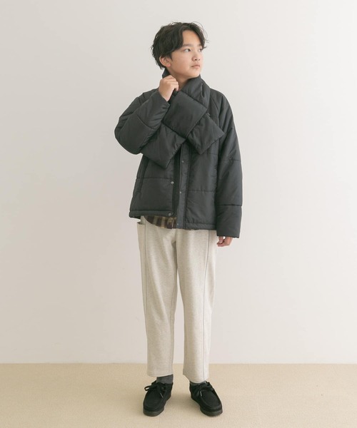URBAN RESEARCH DOORS(アーバンリサーチドアーズ)の「『WEB/一部店舗限定』『洗濯可/撥水』マフラー付き中綿ノーカラージャケット(KIDS)(その他アウター・キッズ・ブラック/ミント・150)」の22枚目の写真