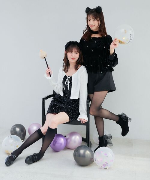 MAJESTIC LEGON（マジェスティックレゴン）の「カーデセットミニキャミワンピース（ワンピース・レディース・ブラック系その他/ベージュ系その他2・MEDIUM）」の3枚目の写真