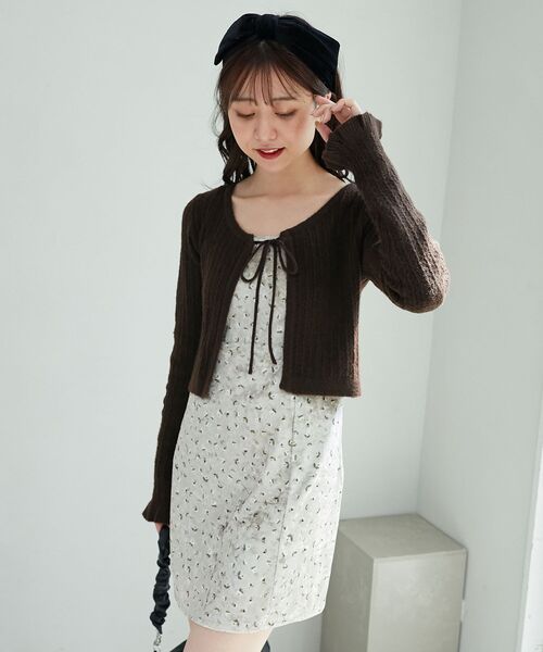 MAJESTIC LEGON（マジェスティックレゴン）の「カーデセットミニキャミワンピース（ワンピース・レディース・ブラック系その他/ベージュ系その他2・MEDIUM）」の15枚目の写真