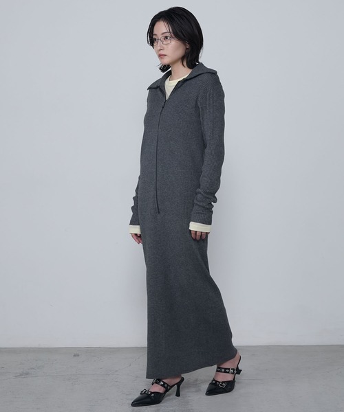 le ELMi（ルエルミ）の「Long half-zip polo knit dress