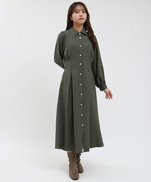 ASTORIA ODIER(アストリアオディール)の「コルセットシャツワンピース(ワンピース・レディース・カーキ/ワイン/グレー・SMALL/MEDIUM/LARGE)」の2枚目の写真