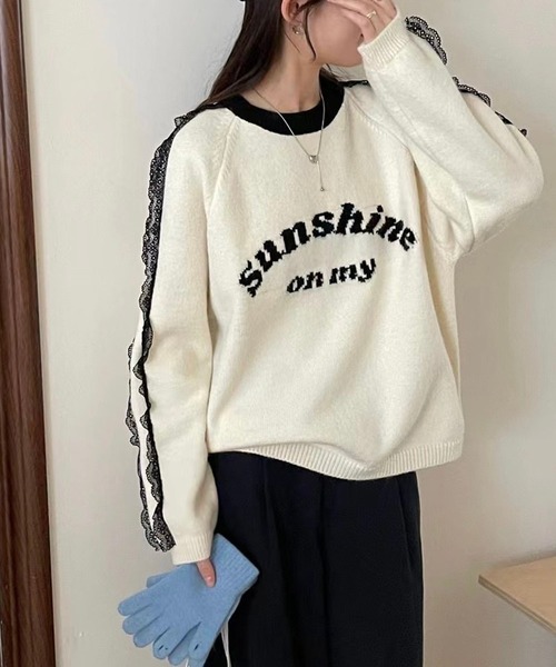 The Barnnet ザバーネット　ロゴジャガードニット　ピンク The Barnnet ザバーネット ロゴジャガードニット ピンク