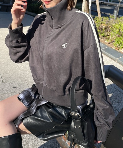 WEGO(ウィゴー)の「WEGO/スエードポンチクロップドトラックジャケット(ブルゾン・レディース・スミクロ/ブラウン/アイボリー・FREE)」の2枚目の写真