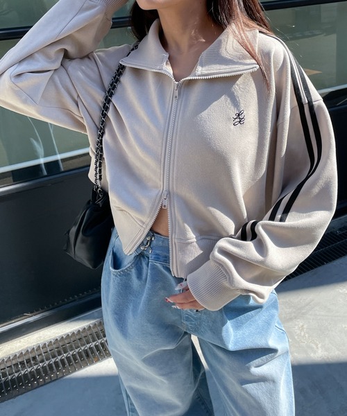 WEGO(ウィゴー)の「WEGO/スエードポンチクロップドトラックジャケット(ブルゾン・レディース・スミクロ/ブラウン/アイボリー・FREE)」の7枚目の写真