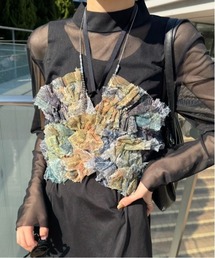 Ameri | RIPPLE SHAGGY ART BARE TOP(キャミソール)