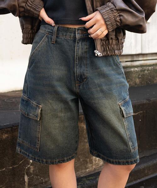 WEGO（ウィゴー）の「WEGO/ヴィンテージウォッシュカーゴハーフパンツ（デニムパンツ・レディース・ブラック/コバルトブルー/ライトインディゴブルー/インディゴブルー/その他1/その他2/ブラック系その他・MEDIUM/SMALL）」の5枚目の写真