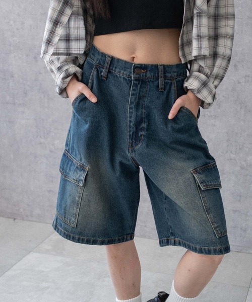 【海外限定】ヴィンテージ感が映えるウォッシュド ハーフパンツ セール】WEGO/【25年春夏新作】ヴィンテージウォッシュカーゴ
