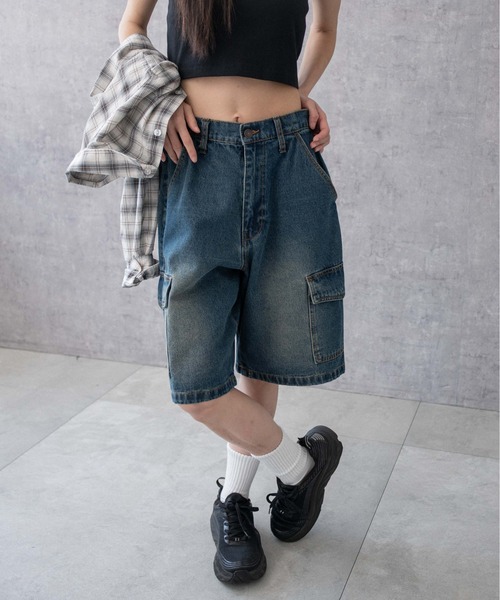 WEGO/ヴィンテージウォッシュカーゴハーフパンツ（デニムパンツ