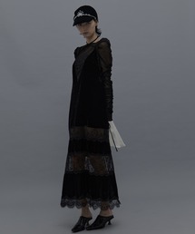 tanakadaisuke | black lace velour camisole dress(ドレス)