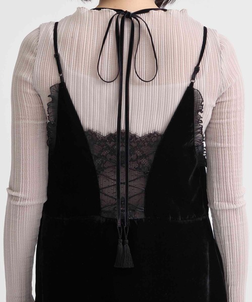 tanakadaisuke(タナカダイスケ)の「【tanakadaisuke/タナカダイスケ】《STUDIOUS別注》black lace velour camisole dress(ドレス・レディース・ブラック・2/1)」の11枚目の写真