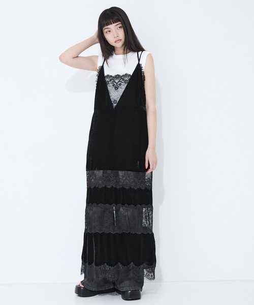 tanakadaisuke タナカダイスケ studious 別注 ワンピース tanakadaisuke/タナカダイスケ】《STUDIOUS別注》black lace velour