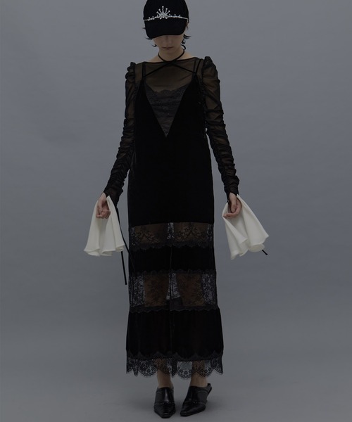 tanakadaisuke(タナカダイスケ)の「【tanakadaisuke/タナカダイスケ】《STUDIOUS別注》black lace velour camisole dress(ドレス・レディース・ブラック・2/1)」の20枚目の写真