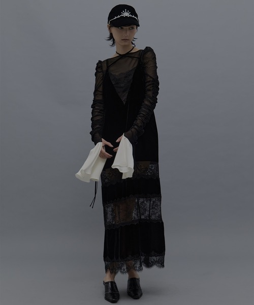 tanakadaisuke(タナカダイスケ)の「【tanakadaisuke/タナカダイスケ】《STUDIOUS別注》black lace velour camisole dress(ドレス・レディース・ブラック・2/1)」の21枚目の写真