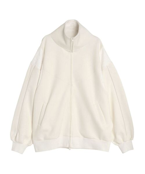 CALNAMUR（カルナムール）の「LACE BLOCKING BIG TRACK BLOUSON/レースブロッキングトラックブルゾン（ブルゾン・レディース・ホワイト/ネイビー・FREE）」の2枚目の写真