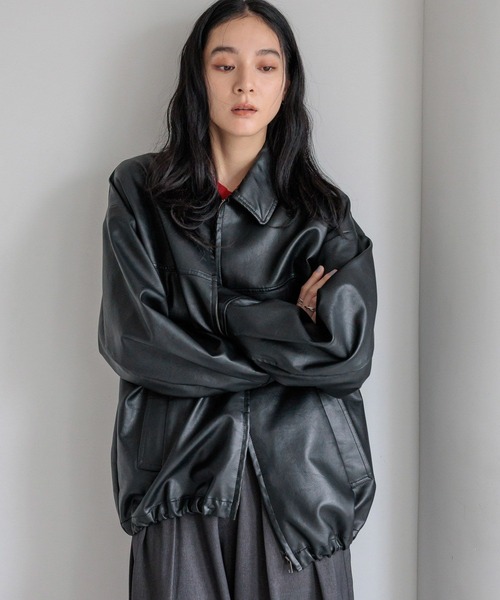 レザードロストZIPブルゾン　ローリーズファーム LOWRYS FARM ブルゾン アウター レザードロストZIPブルゾン