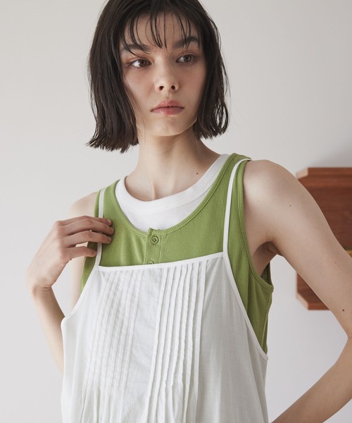 Unblend(アンブレンド)の「【Unblend】スカラップレース & タックデザイン キャミチュニック(チュニック・レディース・ホワイト系/ホワイト系1・FREE)」の5枚目の写真